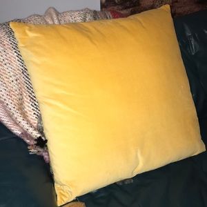 World Market yellow velvet pillow